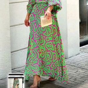 Vibrant Green and Pink Women's Dress